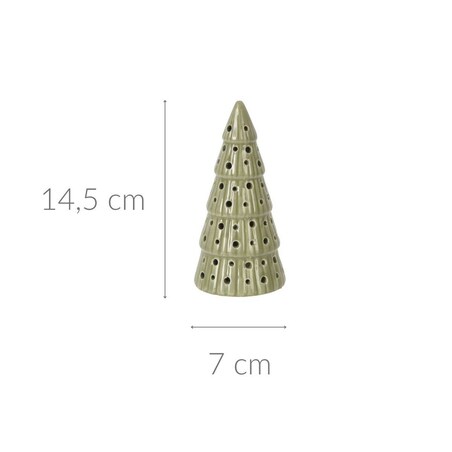 Porcelanowa choinka z oświetleniem LED, kropki, 14 cm
