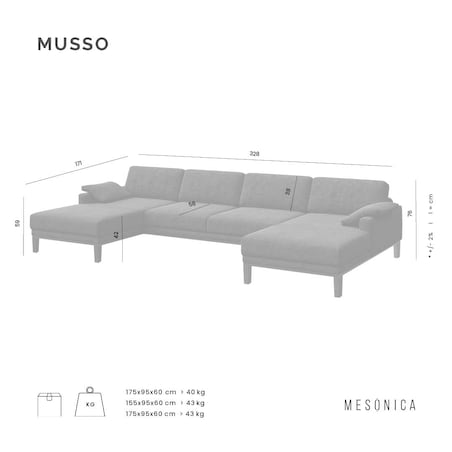 Sofa narożna podwójna Musso szara