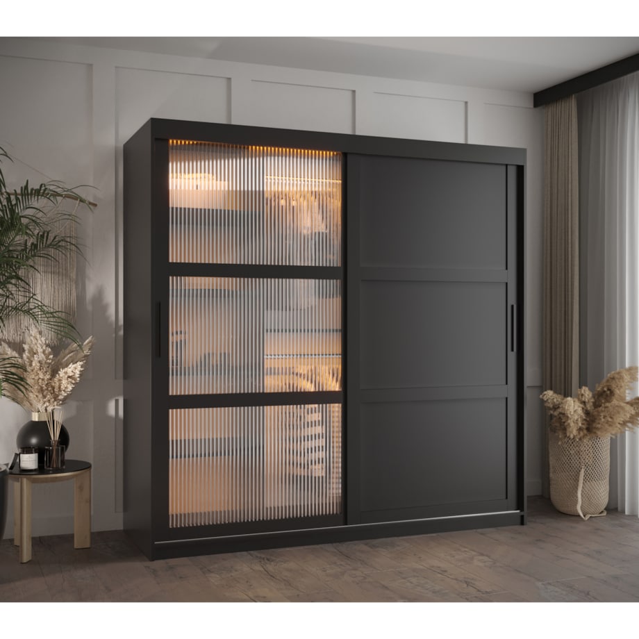 Szafa przesuwna Garderoba FLUTES 3 180 czarny