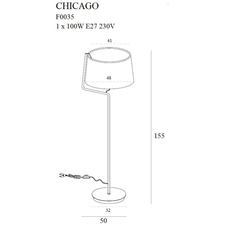Abażurowa lampa podłogowa CHICAGO F0035 Maxlight metal tkanina biała