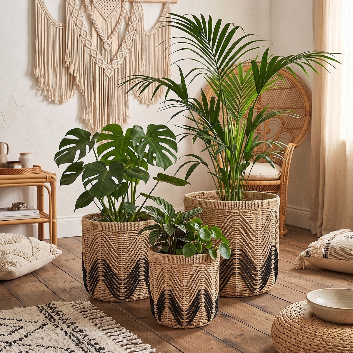 OSŁONKA NA DONICZKĘ DUŻA BOHO NA BALKON TARAS KWIATY 3 szt OSŁONKA DO PALMY