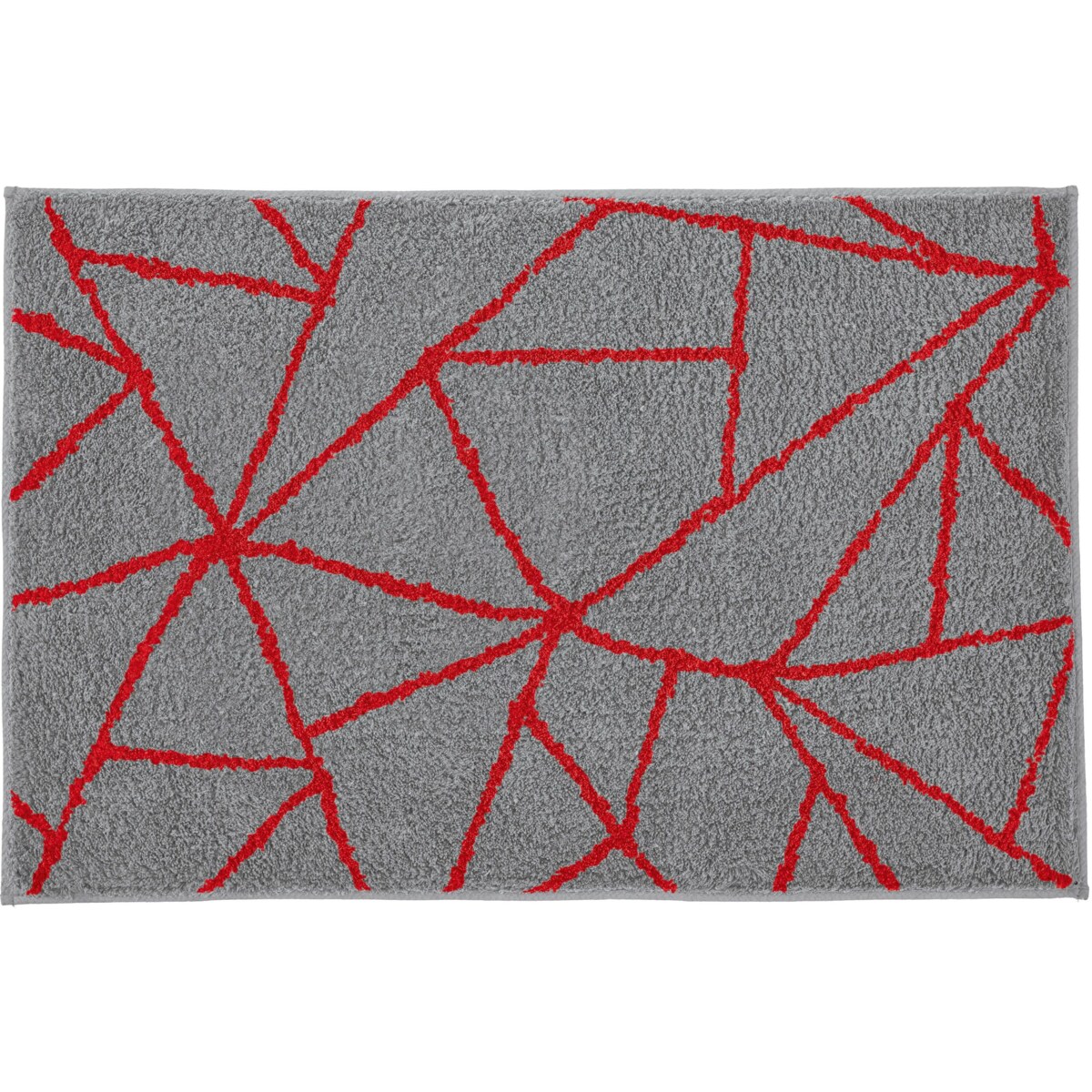 Kleine Wolke Bondi Dywanik łazienkowy szary czerwony antypoślizgowy grube runo 55x65 cm