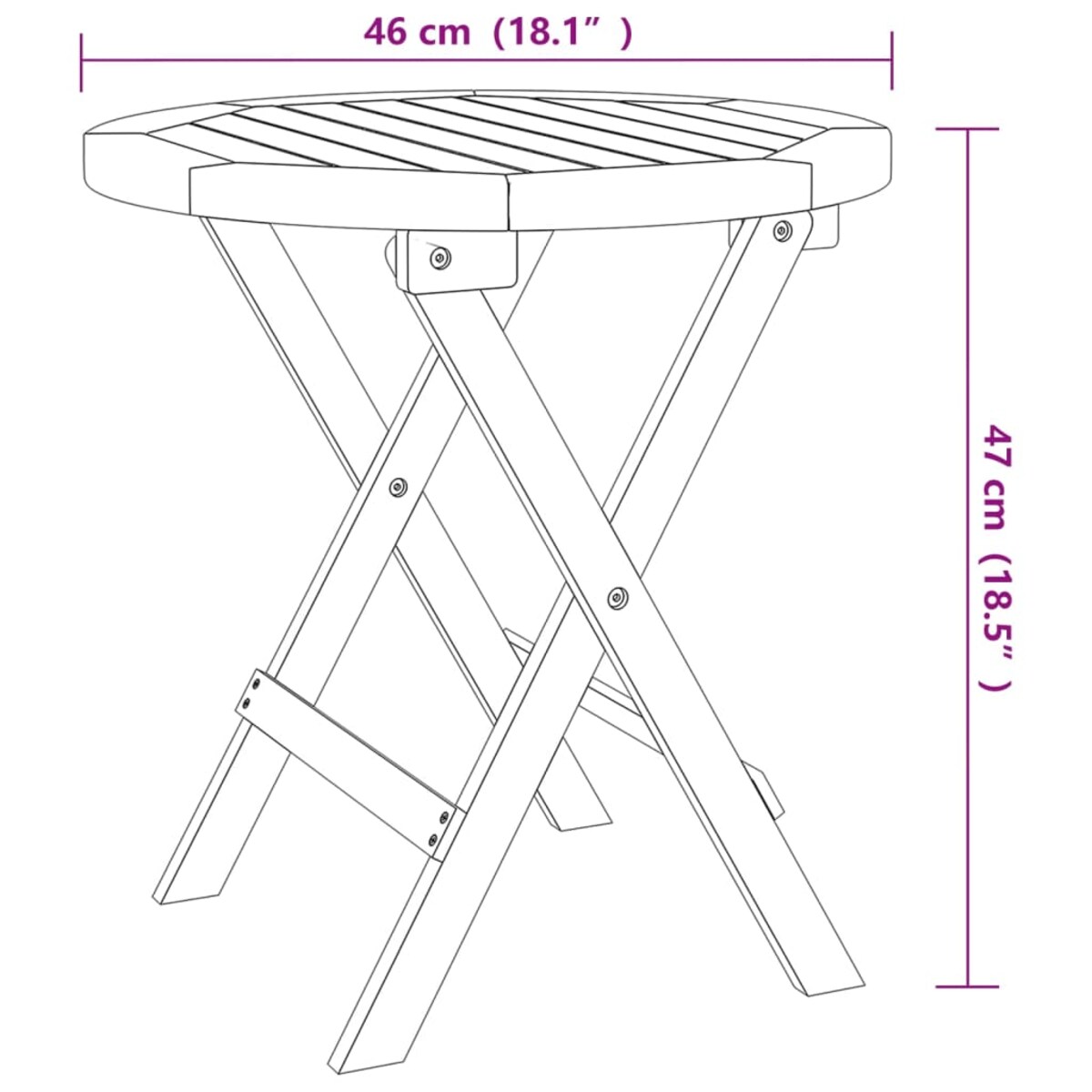 vidaXL Stolik bistro, Ø46x47 cm, lite drewno akacjowe
