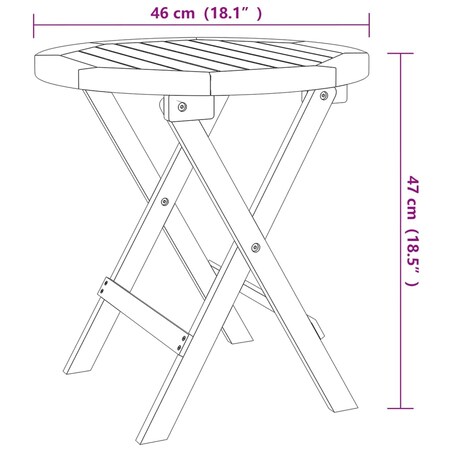 vidaXL Stolik bistro, Ø46x47 cm, lite drewno akacjowe
