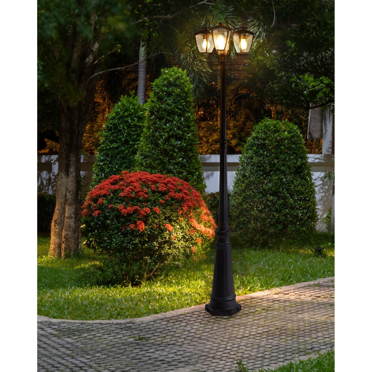 Latarnia ogrodowa 3-punktowa czarna LEMRO