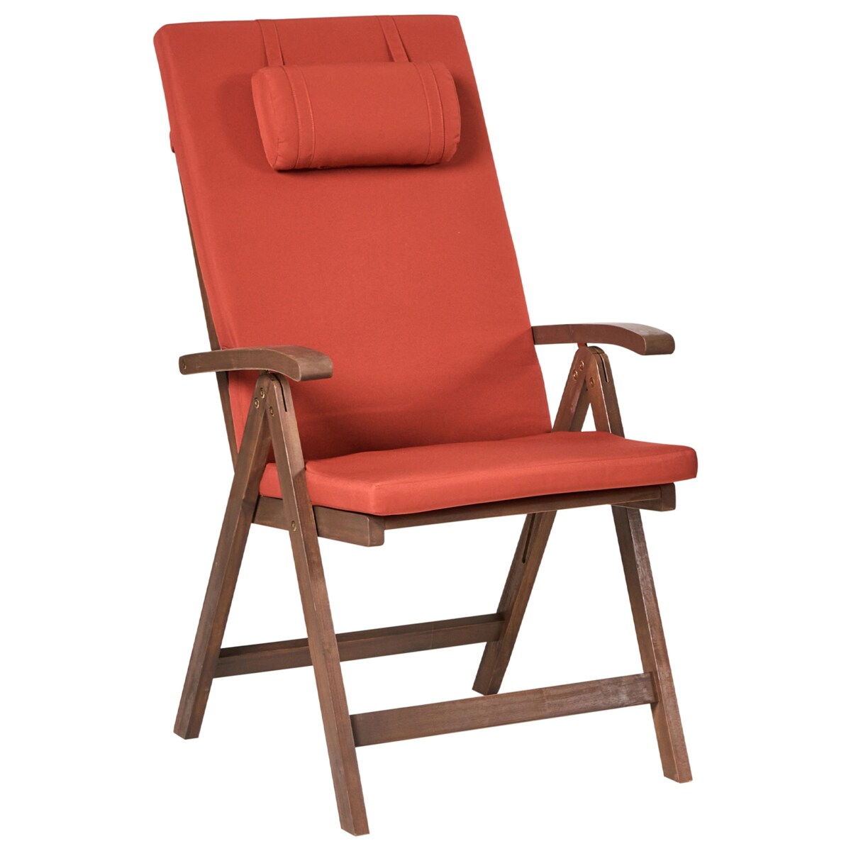 Zestaw 2 krzeseł ogrodowych z poduszkami AMANTEA PREMIUM Drewno akacjowe Czerwony