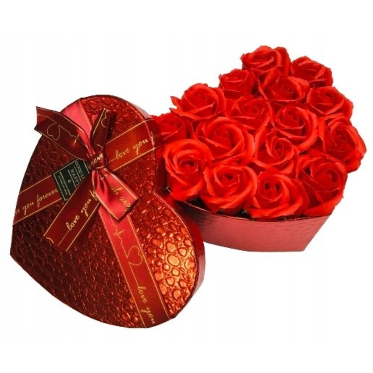 FLOWER BOX serce czerwona róża MYDLANE KWIATY PACHNĄCE prezent mamy dzień