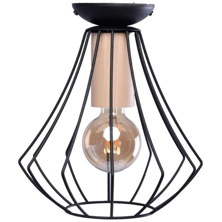 Druciana LAMPA sufitowa WILL MLP4189 Milagro natynkowa OPRAWA plafon metalowa klatka drewno czarna