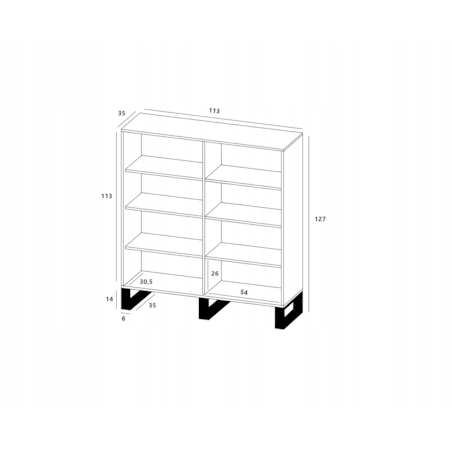 Komoda Industrialna Komoda Loft Czarny MAT Dąb Wotan 113 cm