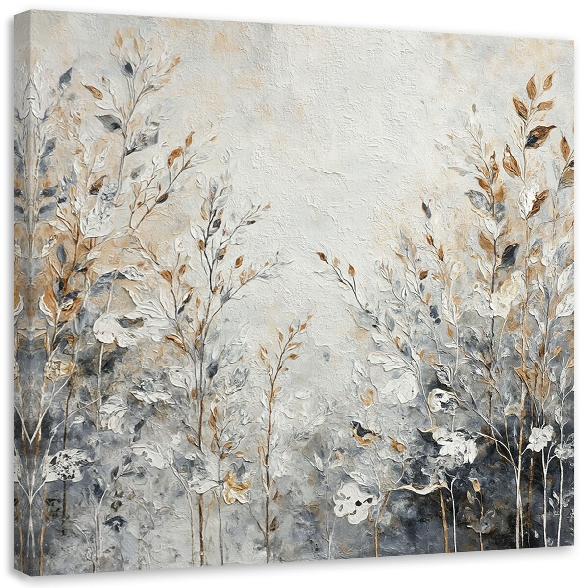 Nowoczesny Obraz do salonu sypialni Rośliny Abstrakcja Botanika Złoty 60x60