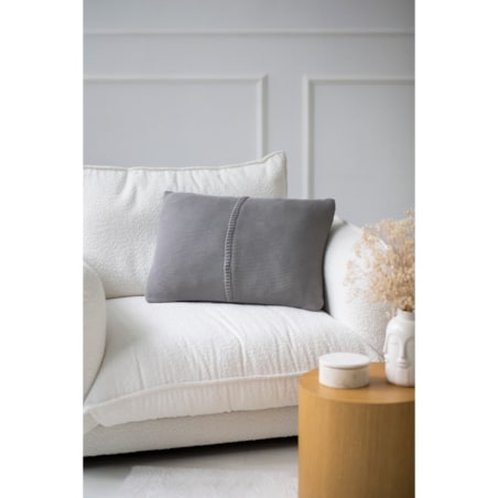 Poszewka klasyczna z przeszyciem szara, 40 x 60 cm, La Manta