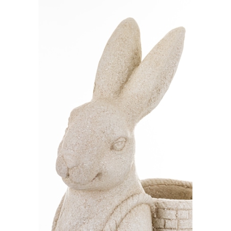 Figurka- duży królik z koszykiem na plecach 77x25x38 cm szary