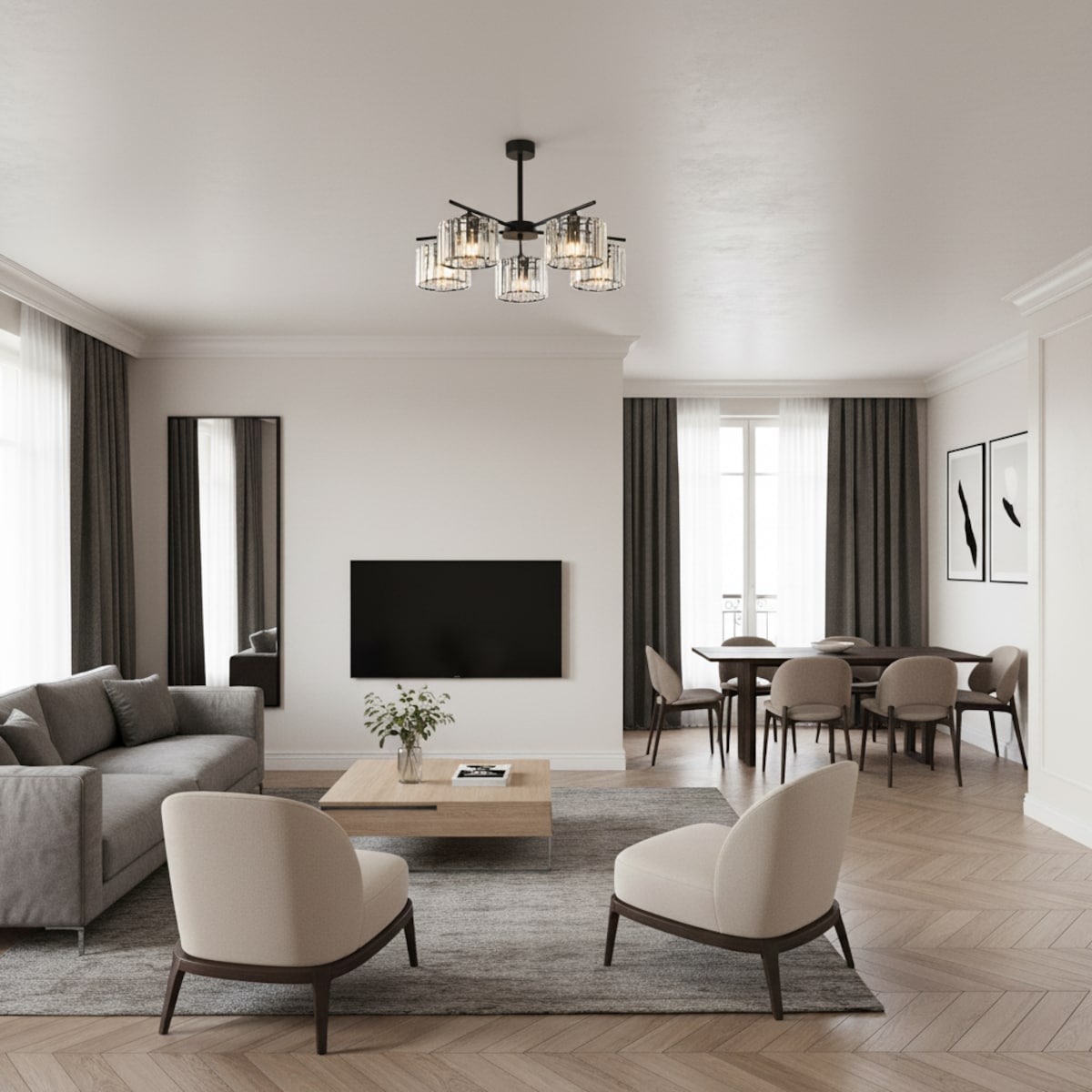 lampa sufitowa wisząca 5 punktowa edylit glamour do kuchni