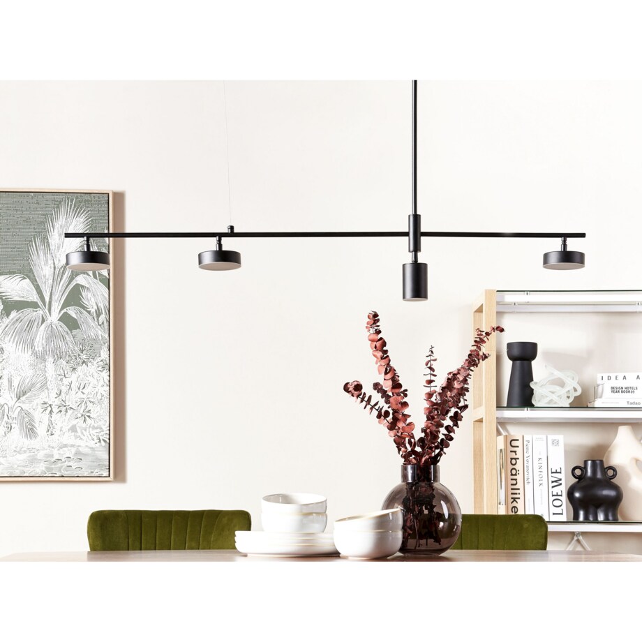 Lampa wisząca 4-punktowa LED metalowa czarna FOYLE