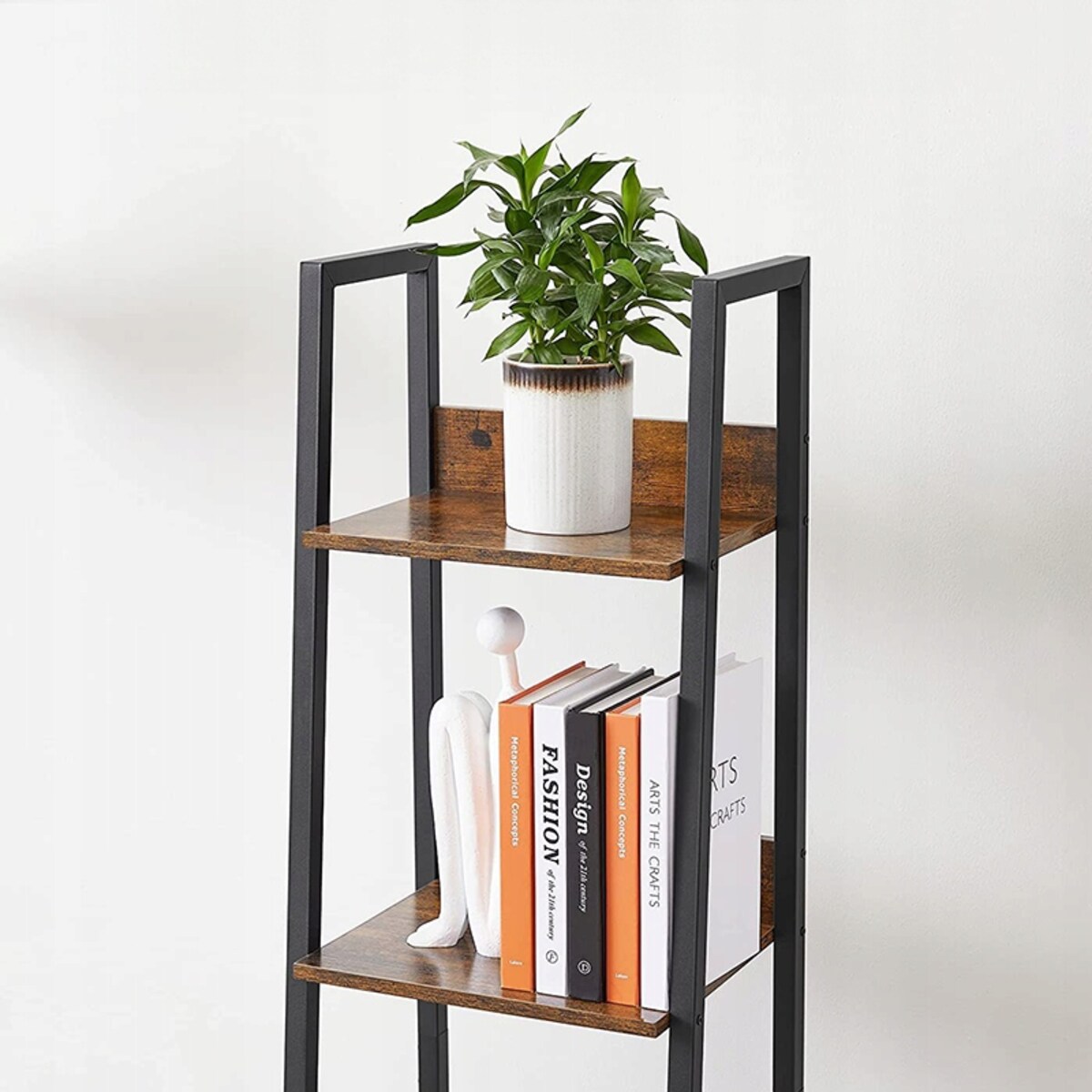 Industrialny Regał Stojący Czarny 5 Półek Drabinka Na Książki Loft Modern