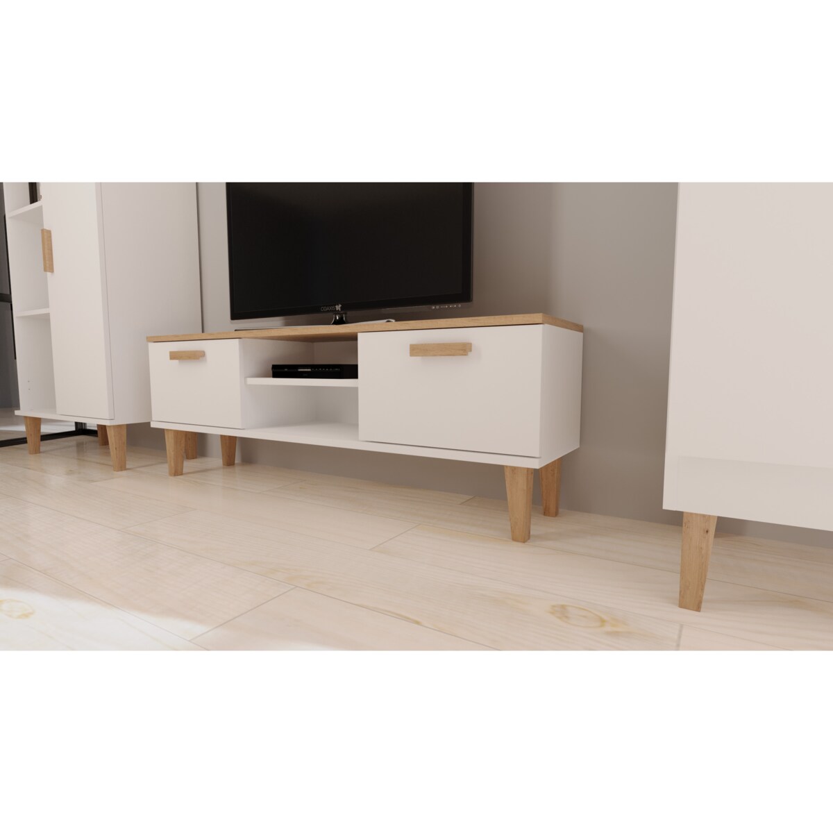 Szafka RTV Denver 120 biały & hikora