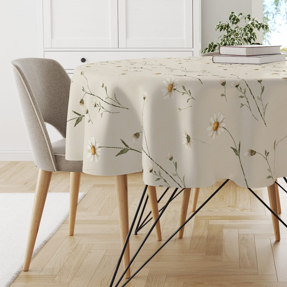Obrus okrągły SPRING wzór SP25 | stokrotki - średnica 150 cm