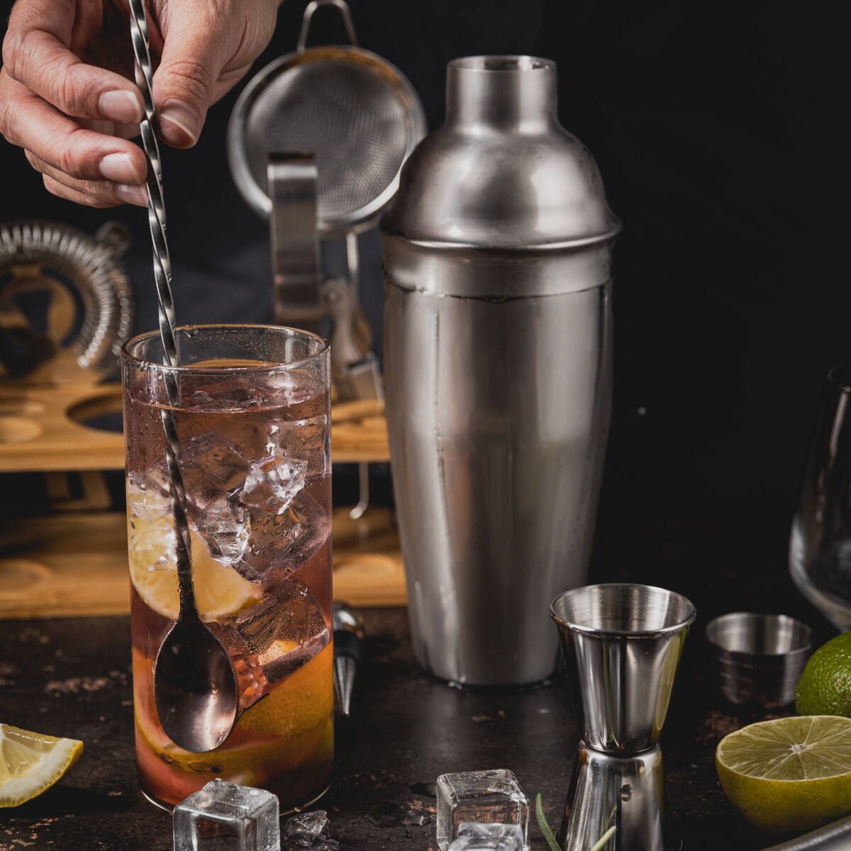Zestaw barmański do drinków koktajli 13-ele Shaker srebrny KLAUSBERG