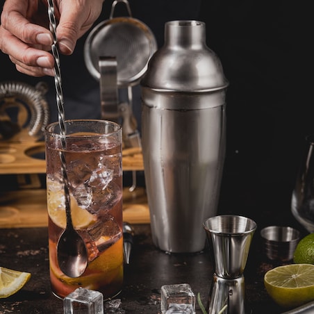 Zestaw barmański do drinków koktajli 13-ele Shaker srebrny KLAUSBERG