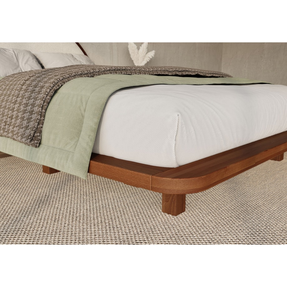 Łóżko lewitujące drewniane bukowe Visby MOMOKO / 140x200 cm, kolor orzech