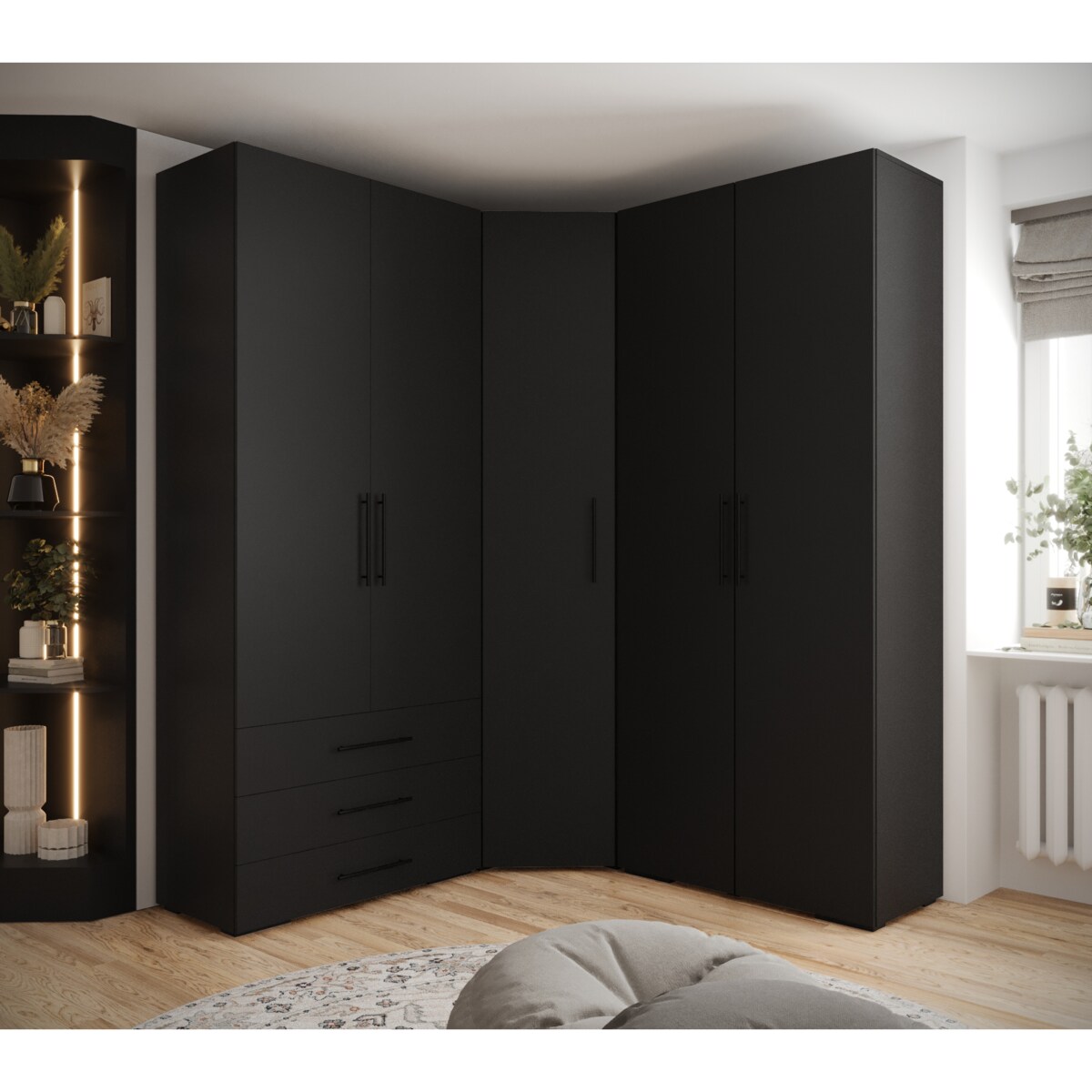 Garderoba wysoka do przedpokoju INOVA 3 Z1 czarny+czarny