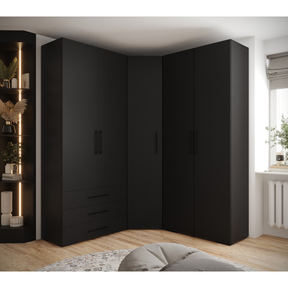 Garderoba wysoka do przedpokoju INOVA 3 Z1 czarny+czarny