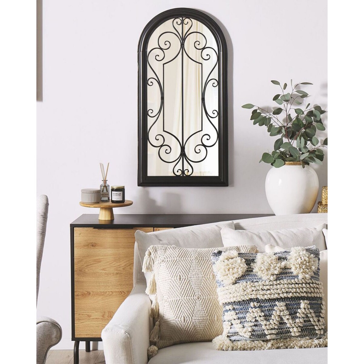 Metalowe lustro ścienne okno 50 x 98 cm czarne CAMPEL