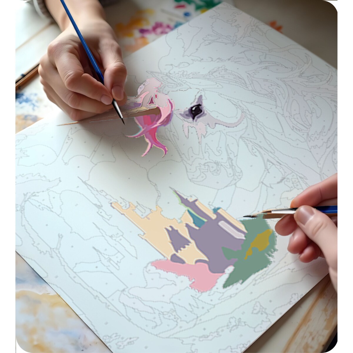 Malowanie po numerach obraz z ramą 40x50 Jednorożec Massido