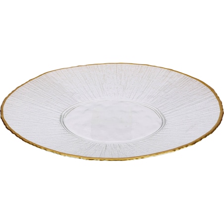 Szklany talerz płaski ze złotą obwódką DATURA, 28 cm