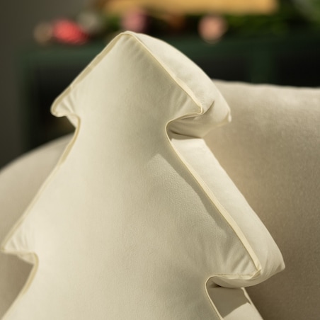 Poduszka Choinka 40x41 cm, śmietankowa biel, 40x41x8cm, Velvet