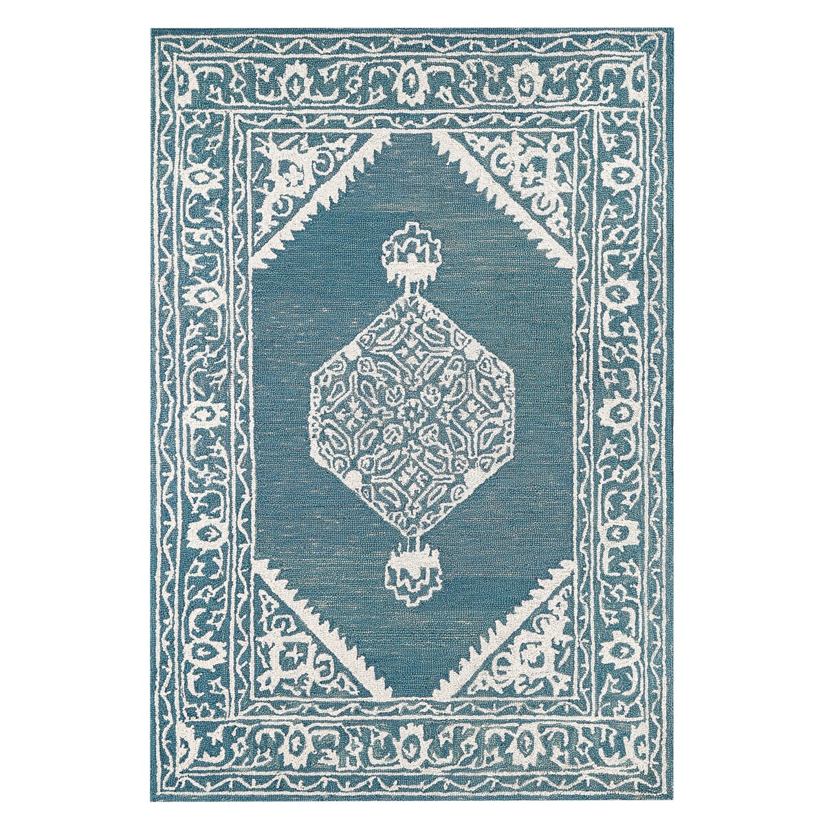 Dywan wełniany 140 x 200 cm biało-niebieski GEVAS