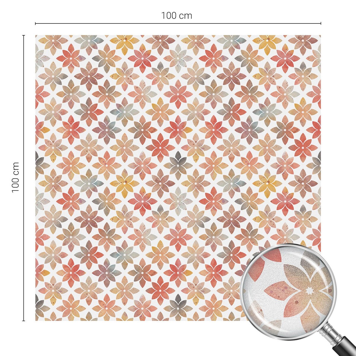 Folia okienna dekoracyjna - Kolorowe kwiaty na białym tle - 100x100 cm