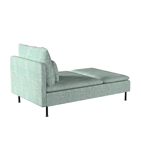 Pokrowiec na szezlong Söderhamn, miętowe łuki na kremowym tle, 93 x 151 x 83 cm, Cosy Home