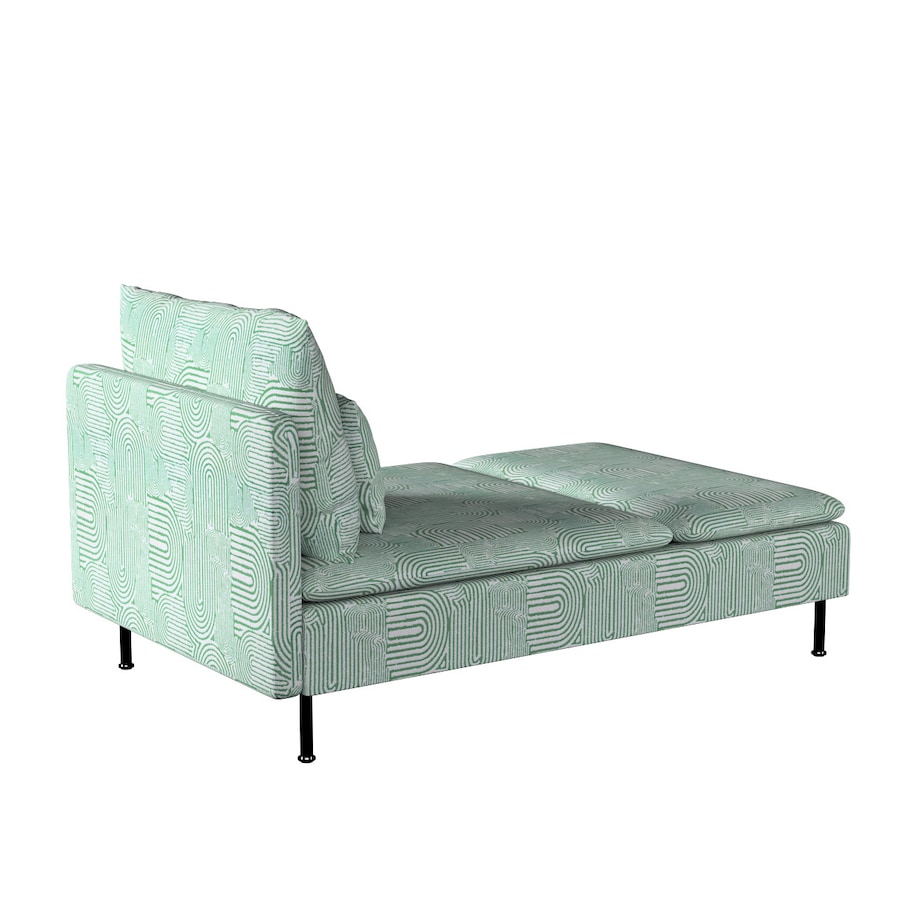 Pokrowiec na szezlong Söderhamn, miętowe łuki na kremowym tle, 93 x 151 x 83 cm, Cosy Home