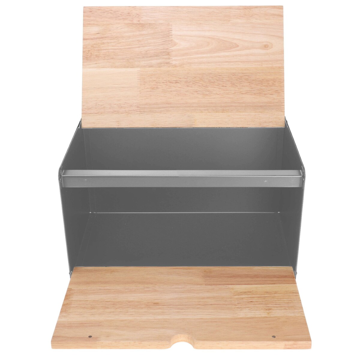 Chlebak stalowo-drewniany pojemnik na chleb pieczywo szary KLAUSBERG