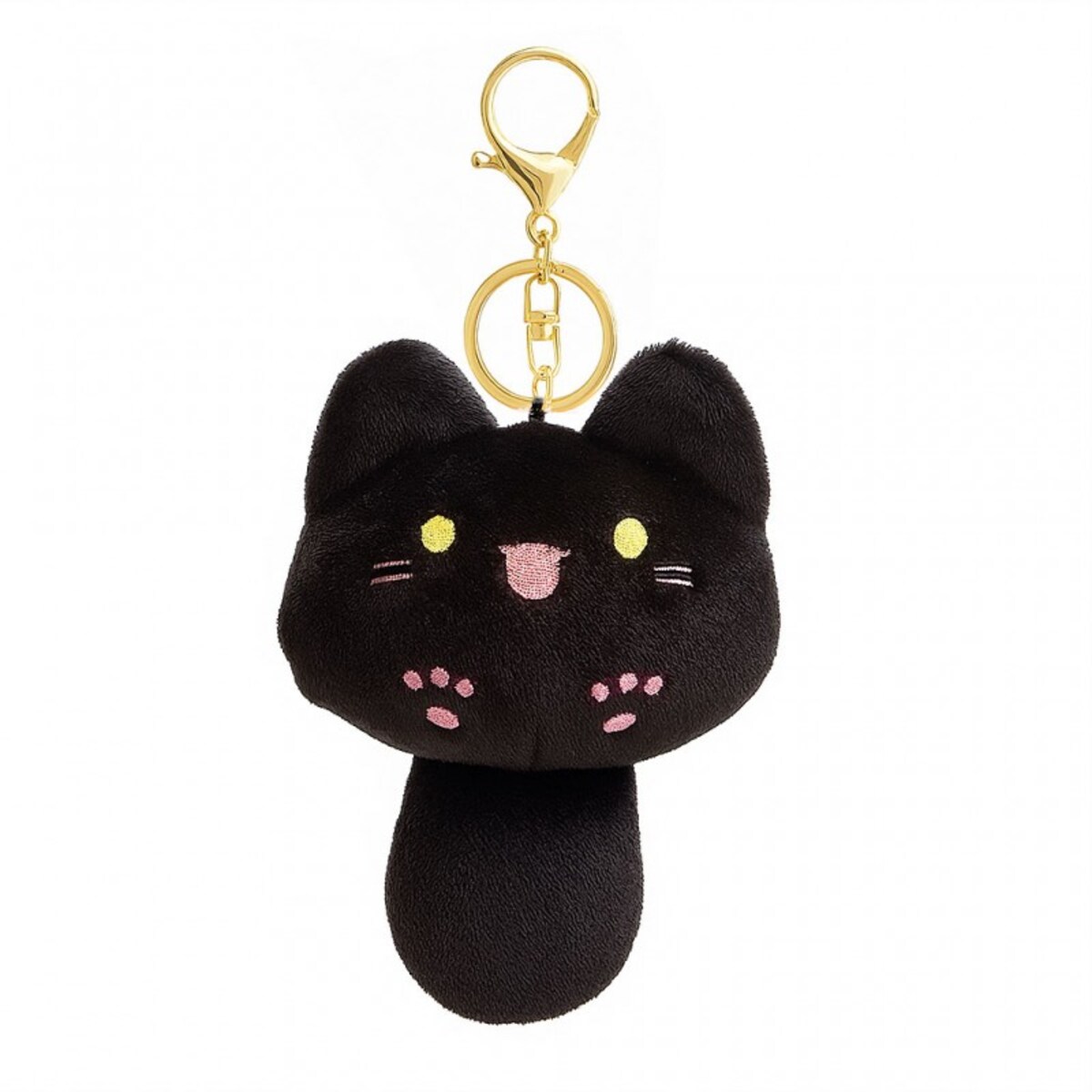 Brelok do kluczy, pluszowy kotek z ogonkiem Czarny BRL364CZ