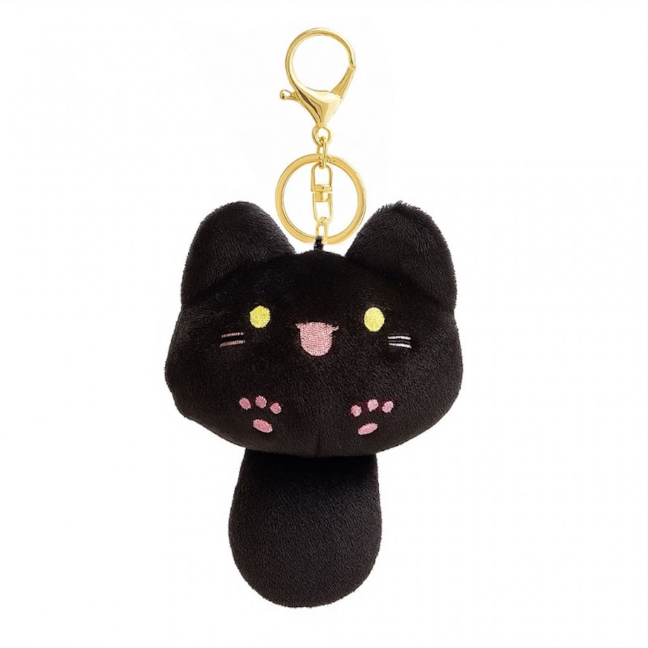 Brelok do kluczy, pluszowy kotek z ogonkiem Czarny BRL364CZ