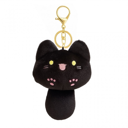 Brelok do kluczy, pluszowy kotek z ogonkiem Czarny BRL364CZ