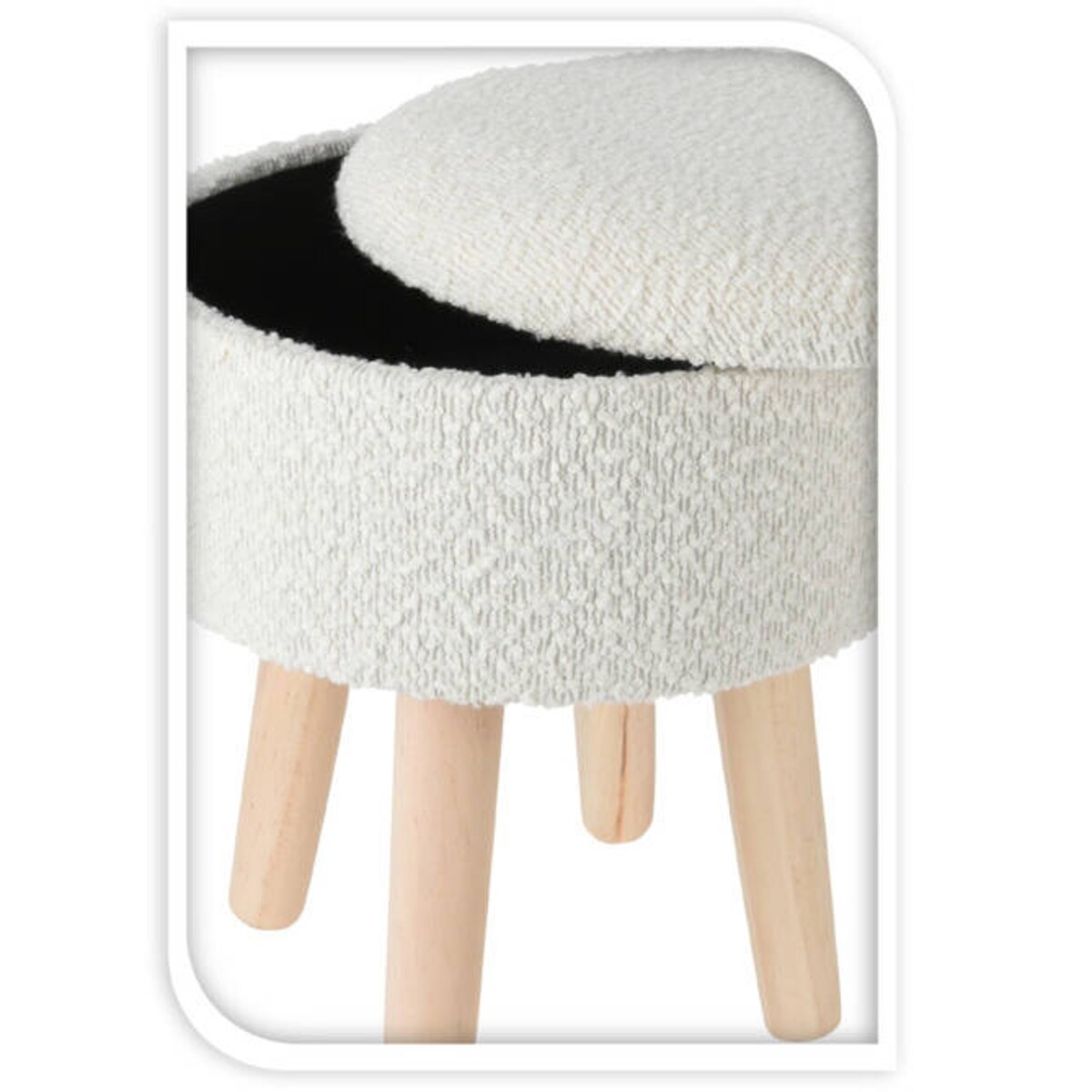 Taboret z siedziskiem teddy, sosnowe nogi, wys. 34 cm