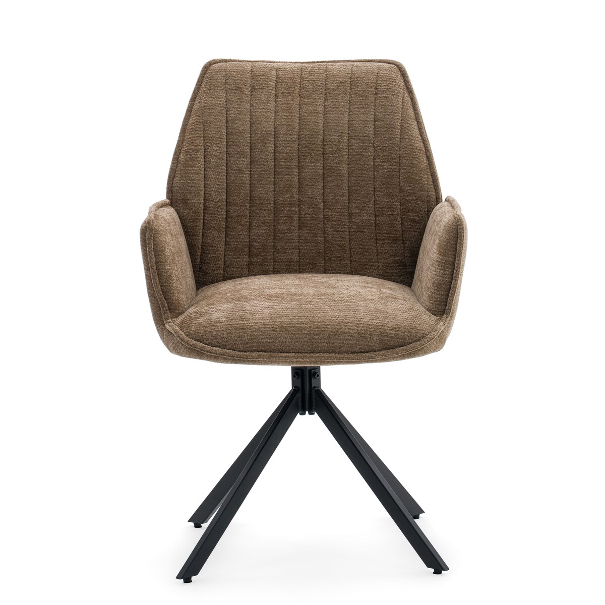 Krzesło tapicerowane obrotowe szenilowe do salonu MERANO brązowe