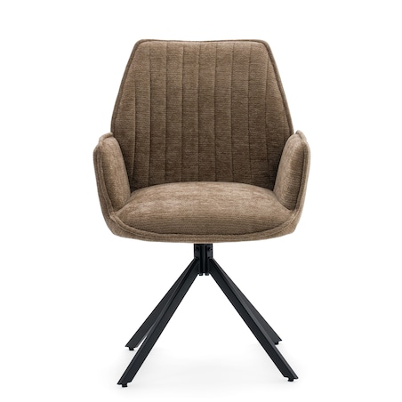 Krzesło tapicerowane obrotowe szenilowe do salonu MERANO brązowe