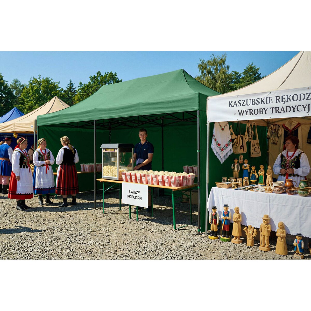 Pawilon ogrodowy Plonos PL-301 altana namiot handlowy imprezowy 3x6x3 m 3 ściany zielony