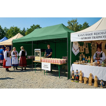 Pawilon ogrodowy Plonos PL-301 altana namiot handlowy imprezowy 3x6x3 m 3 ściany zielony