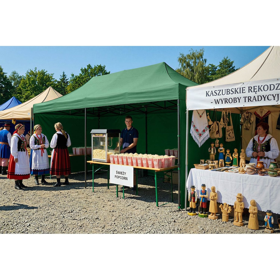 Pawilon ogrodowy Plonos PL-301 altana namiot handlowy imprezowy 3x6x3 m 3 ściany zielony