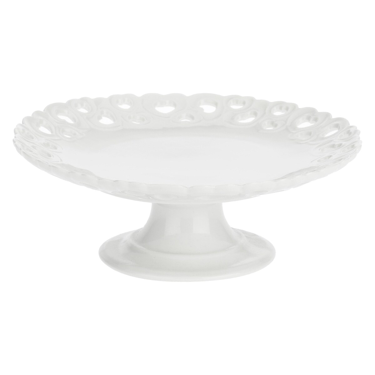 Zdobiona patera do ciasta Valentino - Biały, 20 cm