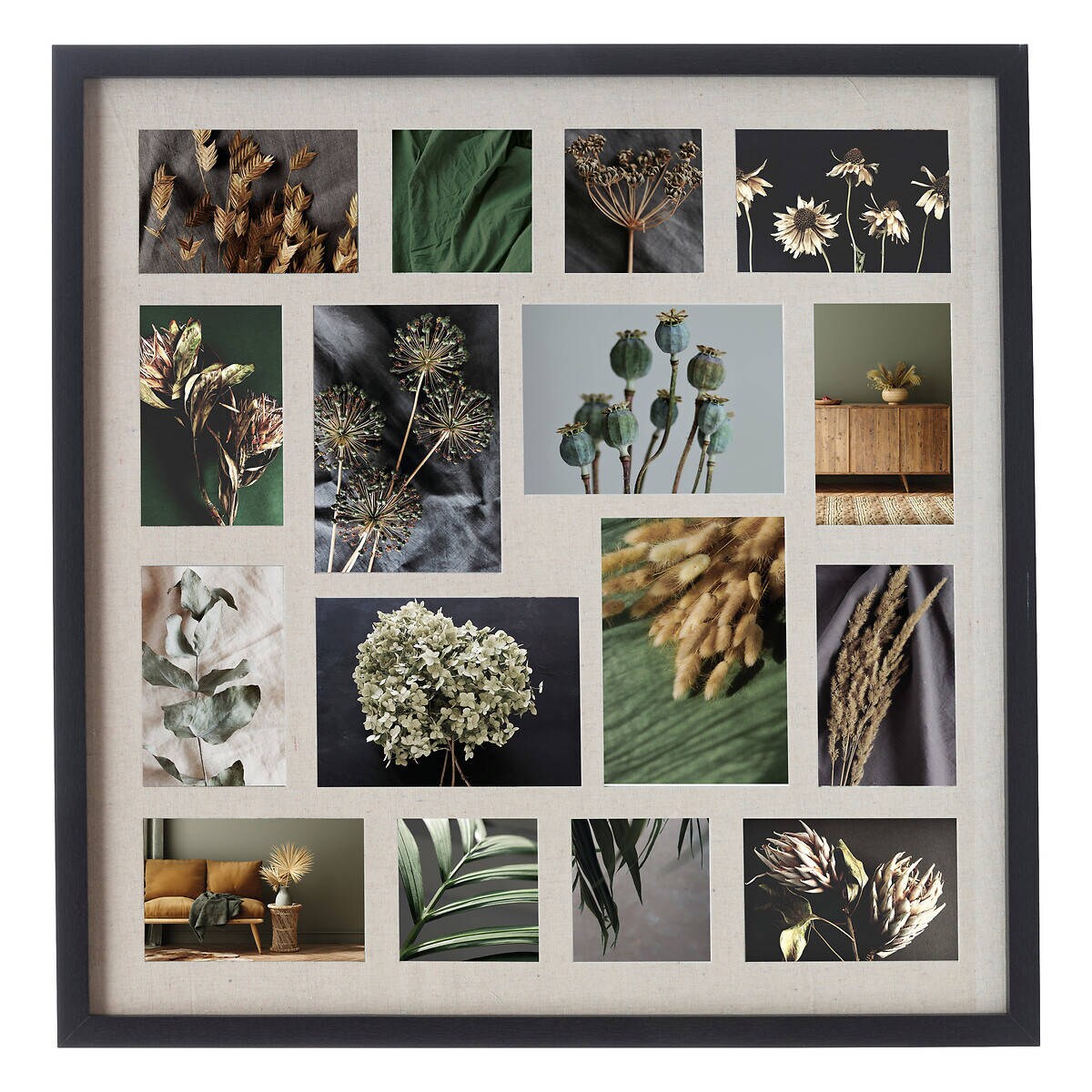 Ramka na 16 zdjęć TONY, czarna rama, 63 x 63 cm