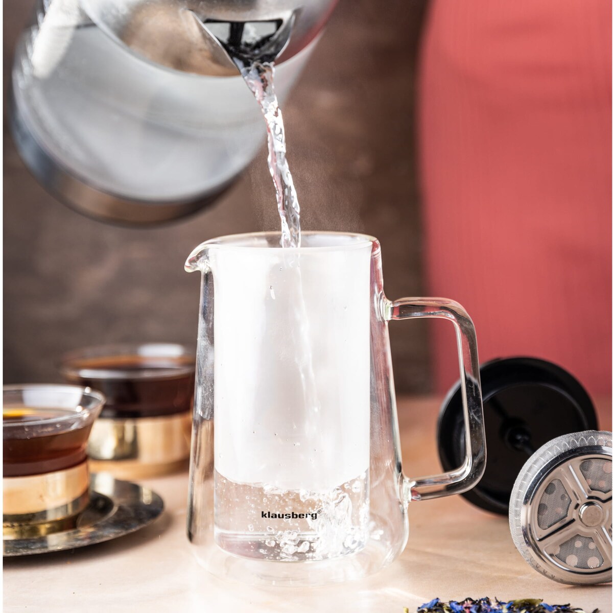 Zaparzacz do kawy herbaty 0.35L French Press srebrny KLAUSBERG