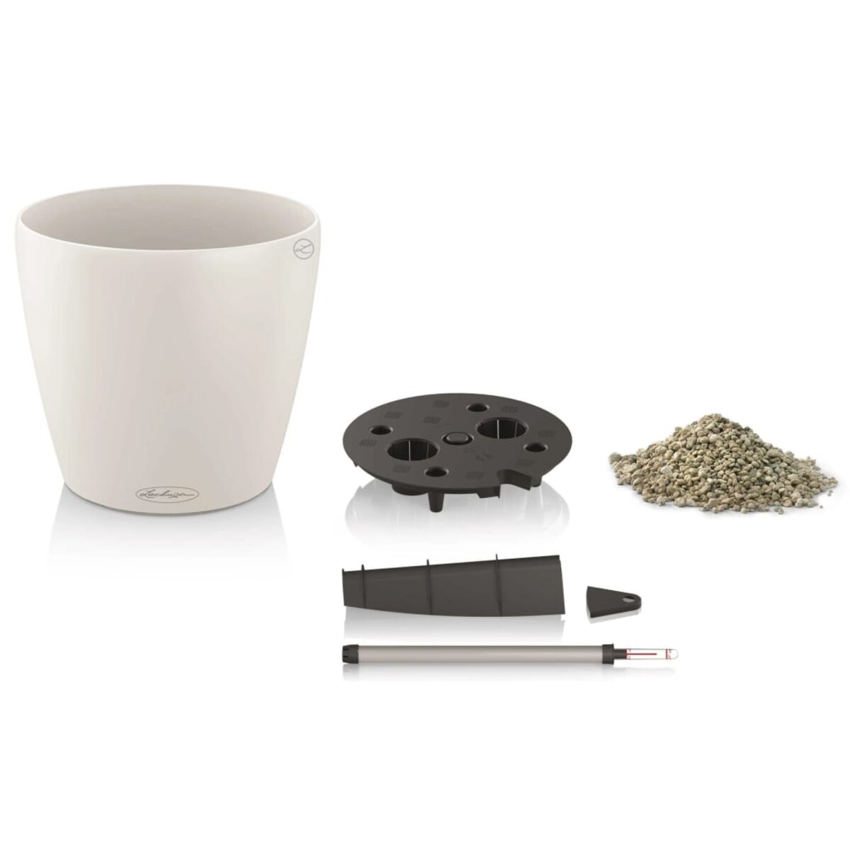 LECHUZA Biała donica Classico Color 28 ALL-IN-ONE, wysoki połysk 13190