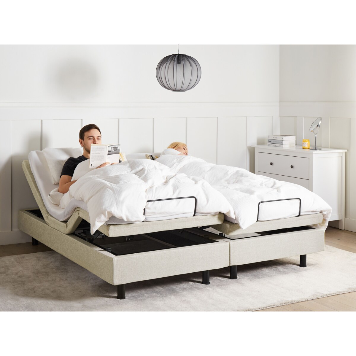 Łóżko regulowane bez zagłówka DUKE II 160 x 200 cm Beżowy