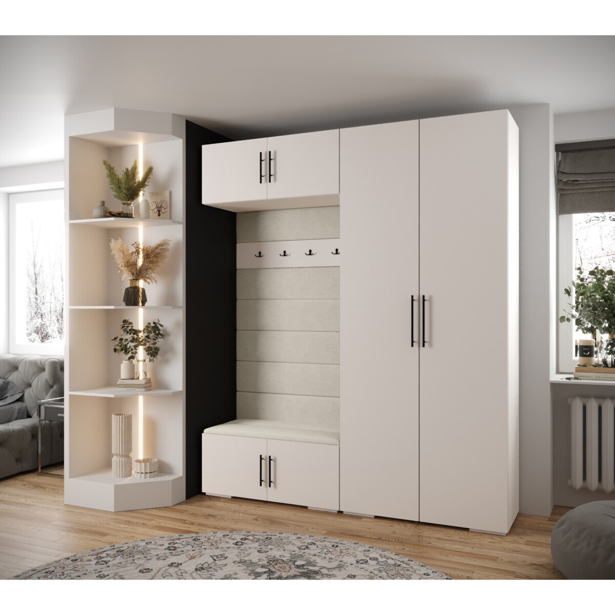 Garderoba do przedpokoju INOVA 3 Z18 biały+czarny+manila02
